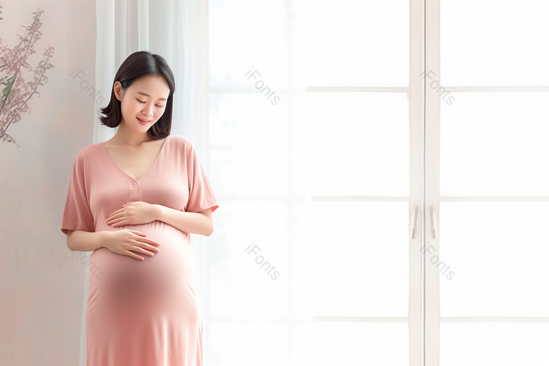 靠着墙壁抚摸肚子的孕妇妈妈实拍摄影图,高清,摄影图,摄影图片,图片大全,摄影图免费下载
